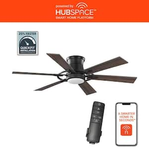 Makenna 52 in. White Color Changing Integrated Indoor LED Matte Black Smart Hubspace Ceiling Fan with Light and Remote