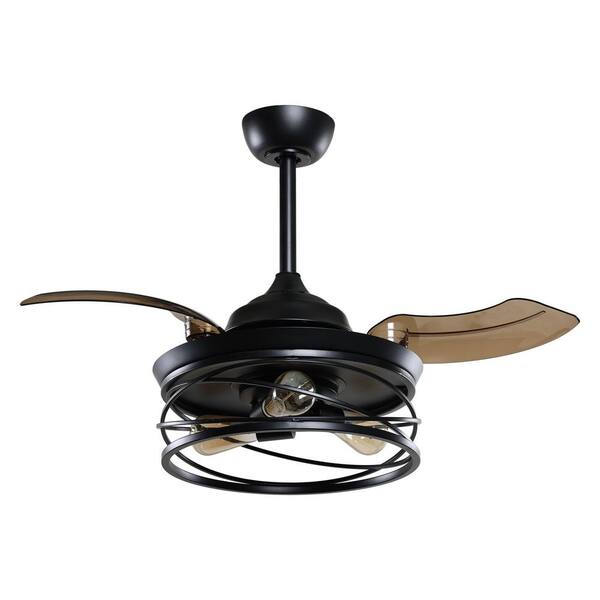 Parrot Uncle Petra 36 In Indoor Black, Caged Ceiling Fan Home Depot