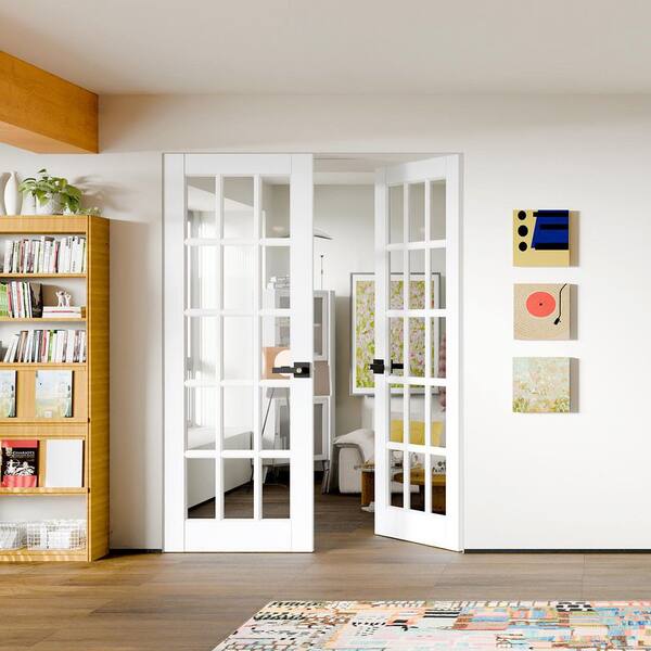 TENONER 64 in. x 80 in. MDF Composite, Primed, White, 15 Lite