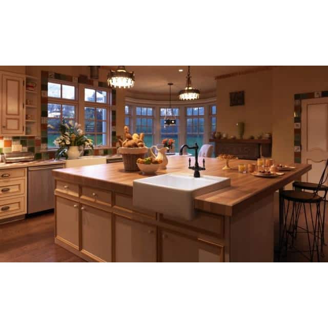 White Fireclay 33" Single Bowl Farmhouse Apron Sink