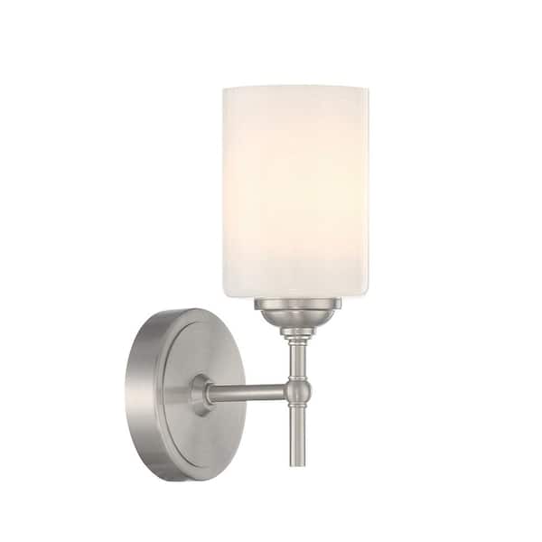 Home Decorators Collection Ayelen 1-Light Brushed Nickel Opal
