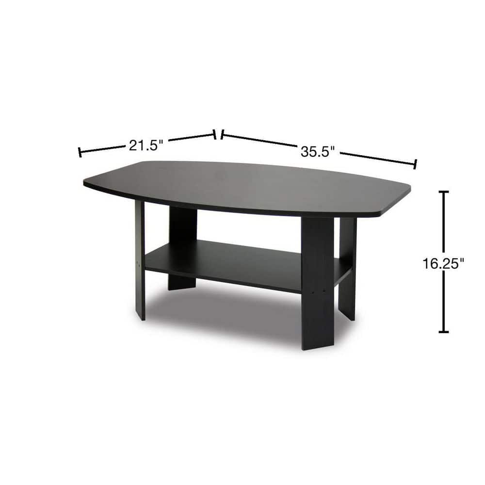 Espresso Rectangular Wood Coffee Table with Storage Shelf