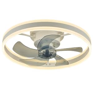 Modern 20 in. Indoor White Low Profile Dimmable Bladeless Ceiling Fan with Light with Remote Included