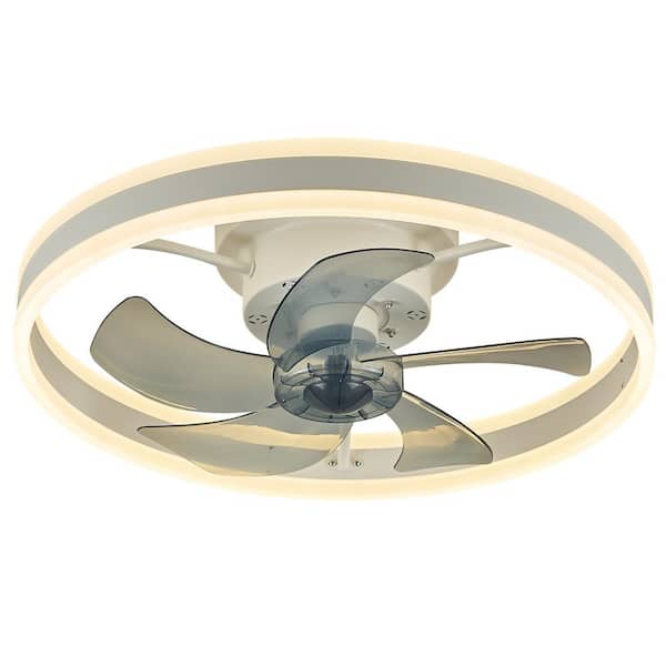 Pacific Core Modern 20 in. Indoor White Low Profile Dimmable Bladeless Ceiling Fan with Light with Remote Included