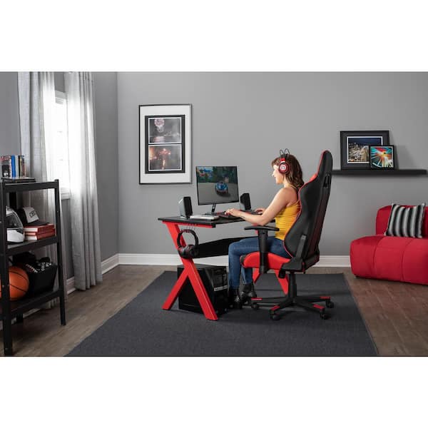 SD Gaming Overlord 52 in. W Red and Black PC Gaming and Computer Desk with  Charging Station Cup and Headphone Holder 51257 - The Home Depot