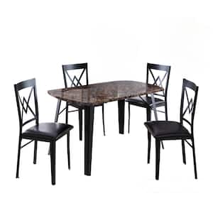 SignatureHome Finish Black Material Metal 5 Piece Dinette Set With Table Top Wood Dimensions:Table: 32W x 54L x 31H