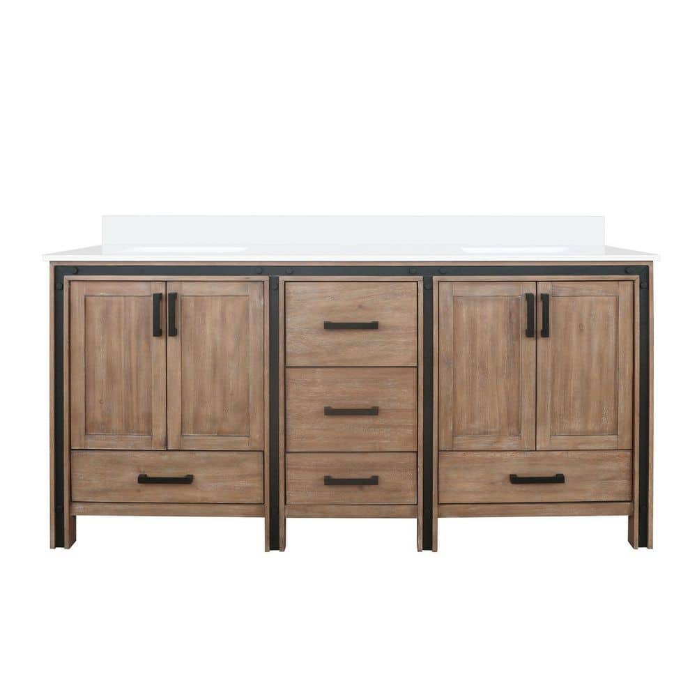 Rustic Barnwood 72" Double Vanity with Cultured Marble Top