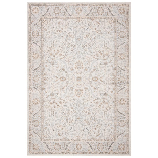 SAFAVIEH Isabella Cream/Beige 5 ft. x 8 ft. Floral Border Area Rug