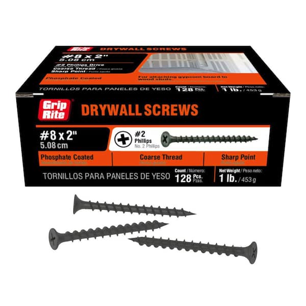 #8 x 2 in. #2 Phillips Bugle Head Coarse Thread Drywall Screws 1 lb. Box