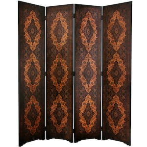 6 ft. Brown 4-Panel Classical Room Divider