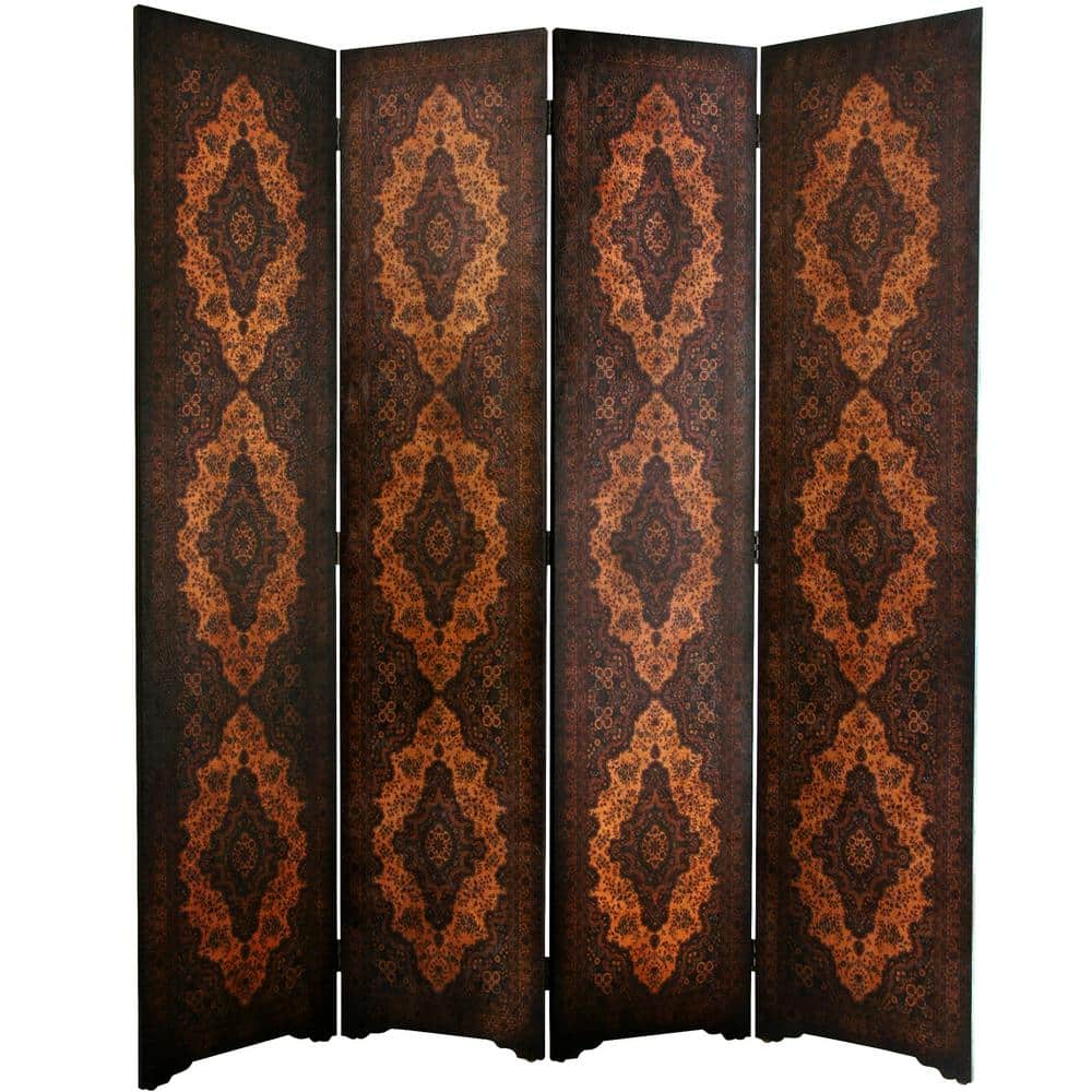 6 ft. Brown 4-Panel Classical Room Divider