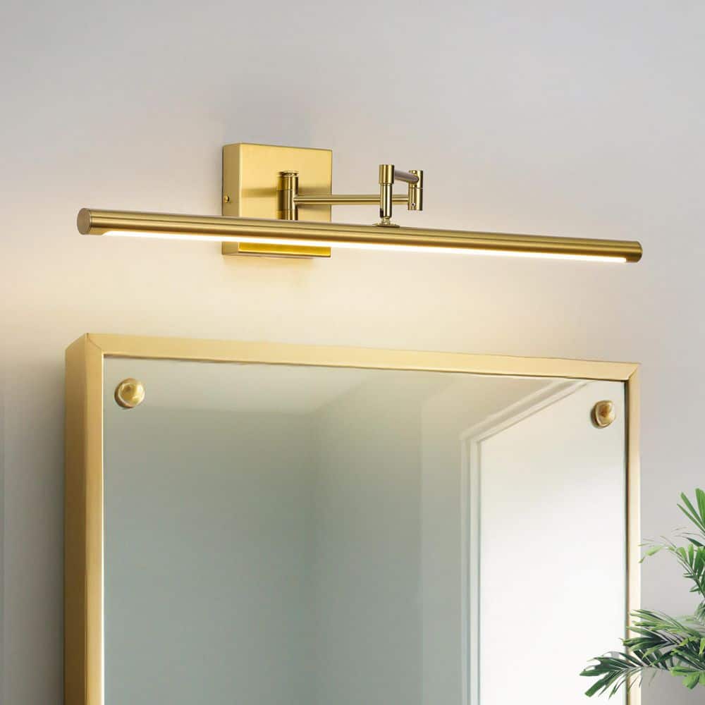 Nimbus 1-Light 28 in.W Brushed Gold Integrated LED Dimmable Vanity Light Bar with Swing Arm for Mirror or Wall Art price history on PriceWatchPro
