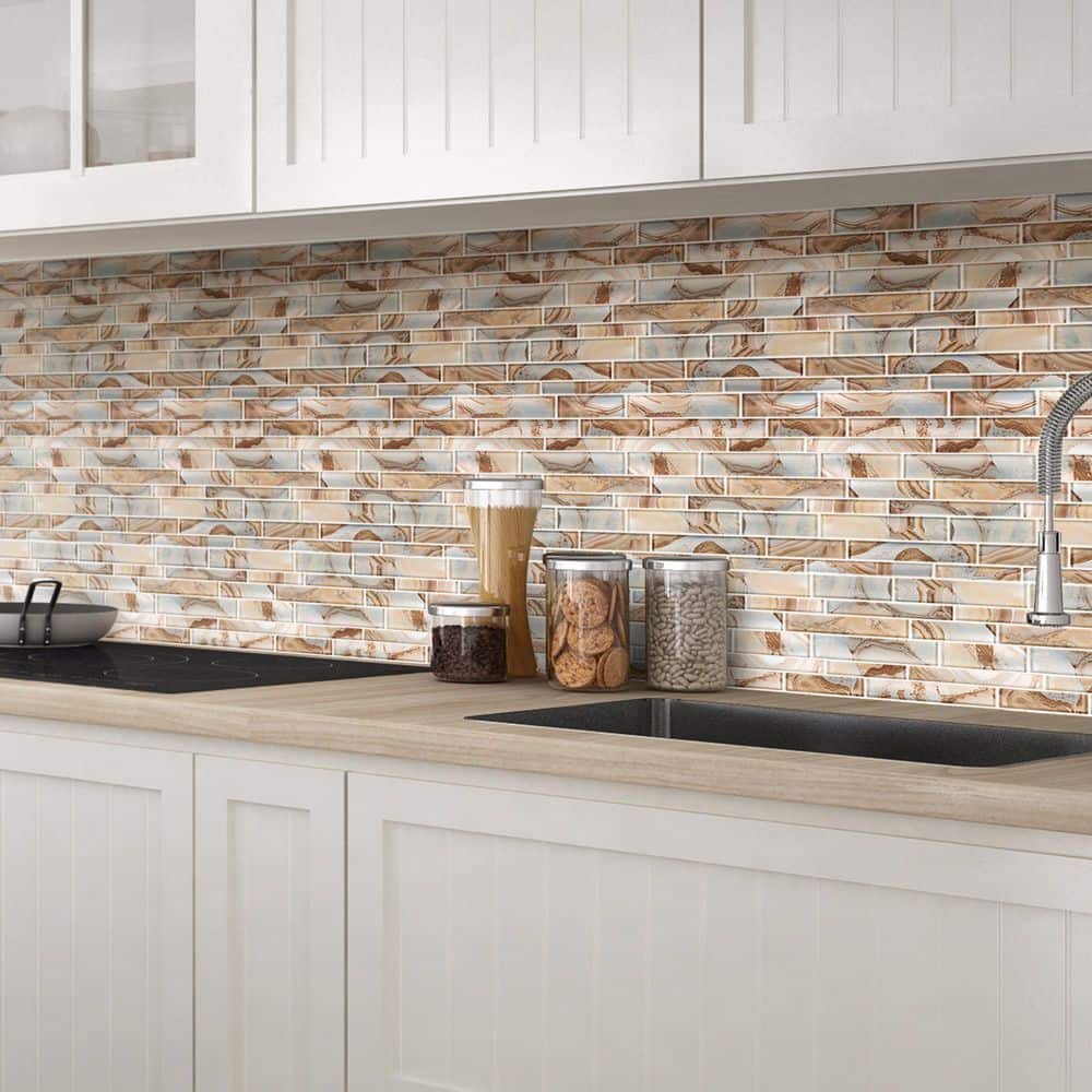 Agate Inspired Glass Brick Joint Mosaic Wall Tile Sample