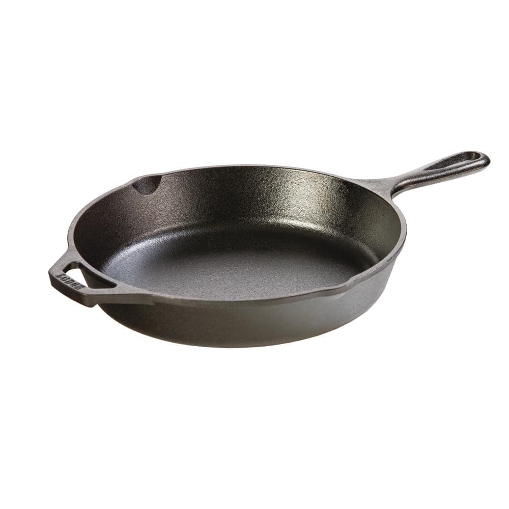 Lodge 10.25 in. Cast Iron Skillet in Black with Pour Spout L8SK3