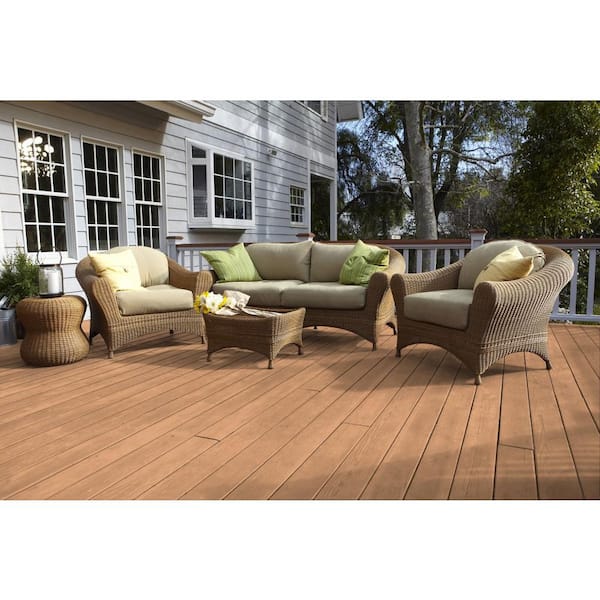 5 gal. #ST-158 Golden Beige Semi-Transparent Waterproofing Exterior Wood Stain and Sealer