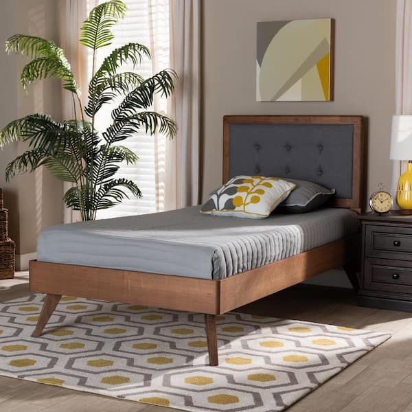 Baxton Studio Alida Brown and Dark Grey Twin Platform Bed