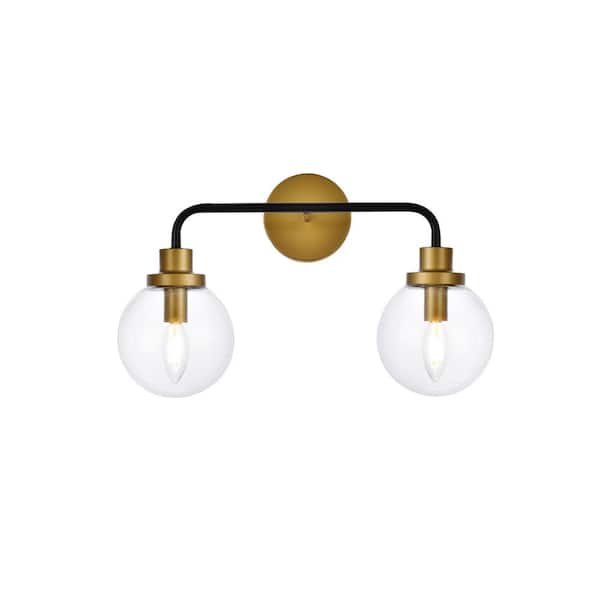 Unbranded Home Living 19 in. 2-Light Brass Vanity Light with Glass Shade