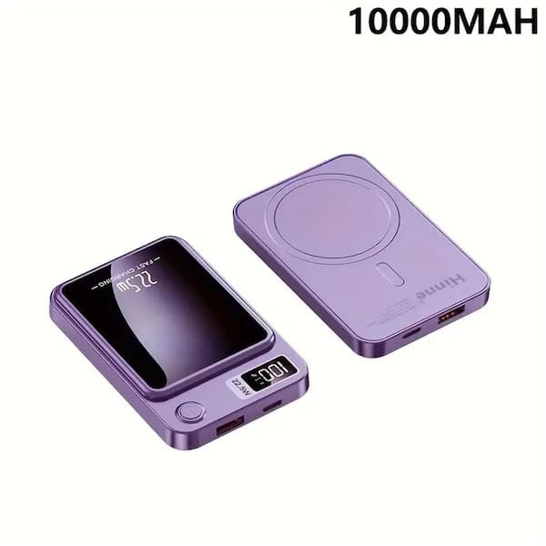 10000 mAh Super Fast Magnetic Wireless Charging Power Bank for  Iphone15pro/14max/13/12/Android (USB, Type-C), Purple