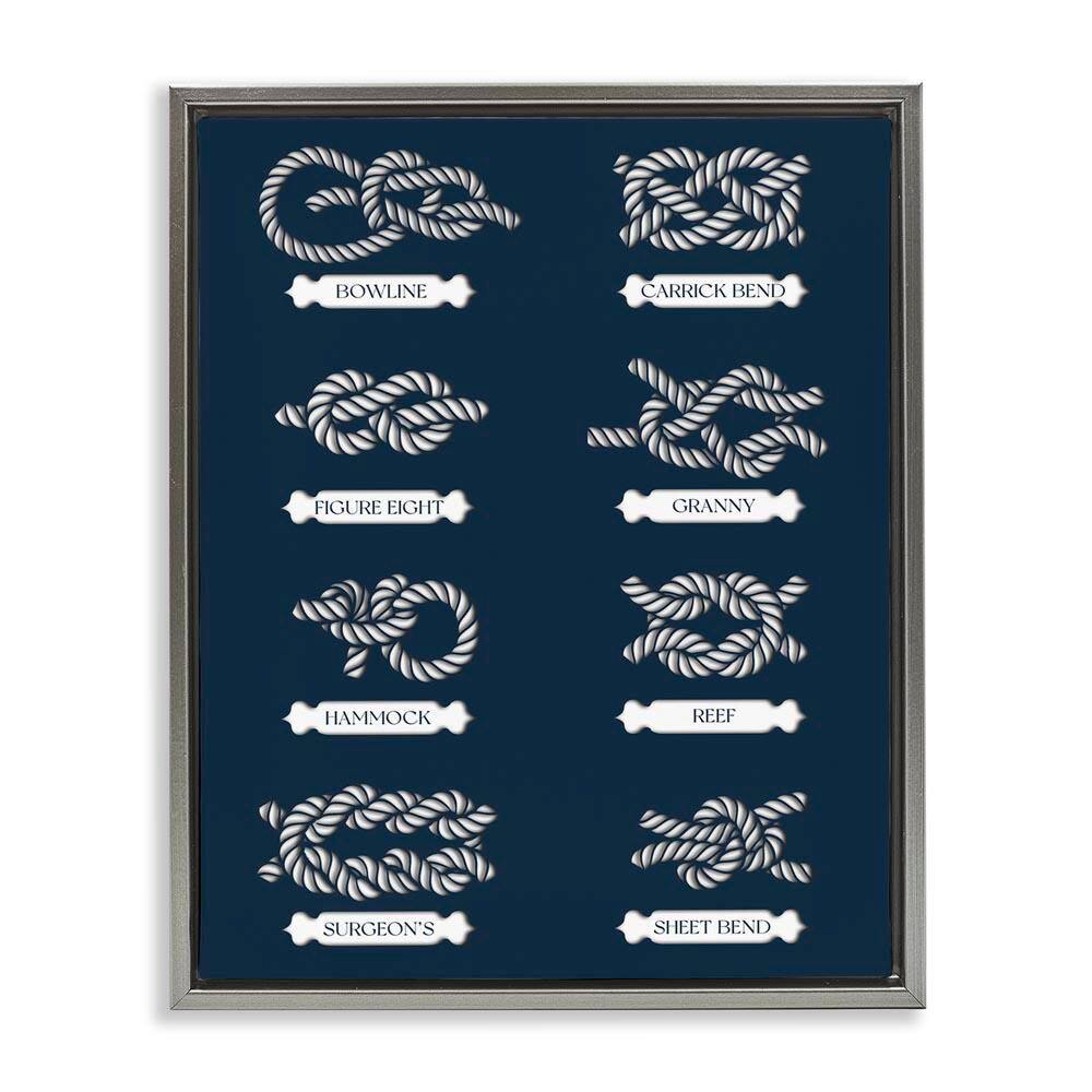 Boating Knots Nautical Diagram by Lil' Rue Gray Floater Frame Graphic Art Print Coastal 21 in. x 17 in. price history on PriceWatchPro