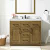 OVE Decors Athea 42 in. Single Sink Almond Latte Bath Vanity with White Engineered Marble Top and Integrated Outlet (Assembled) 15VVAR-ATHE42-0