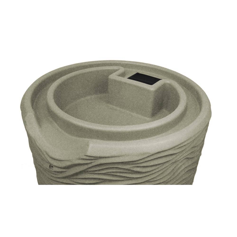 Sandstone Textured 65 Gallon Plastic Rain Barrel with Brass Spigots
