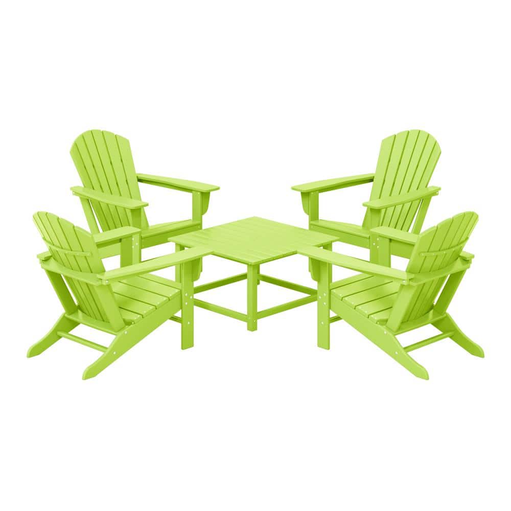 Altura Fade Resistant HDPE Plastic Lime 5-Piece Adirondack Chair Outdoor Patio Conversation Set, Square Coffee Table price history on PriceWatchPro