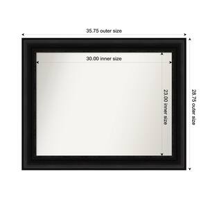 Parlor Black 35.75 in. x 28.75 in. Custom Non-Beveled Recycled Polystyrene FramedBathroom Vanity Wall Mirror