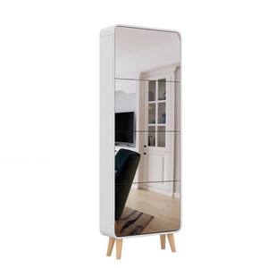 67.6 in. H x 24.8 in. W White Wood Shoe Storage Cabinet with 4 Flip Drawers and Mirror Freestanding Shoe Rack Organizer