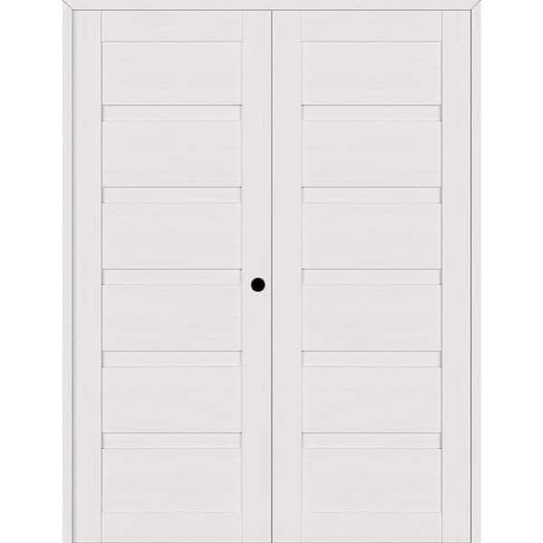 Belldinni Louver 72 in. x 84 in. Left Hand Active Bianco Noble Wood Composite Double Prehung Interior Door