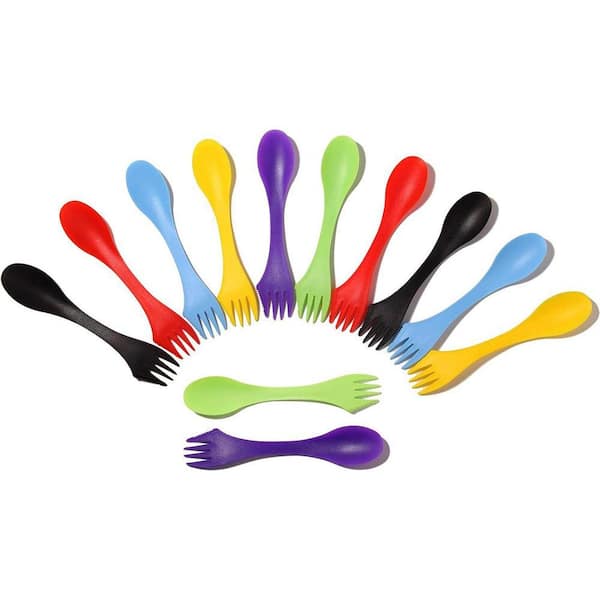 Clear Plastic Neutral Disposable Sporks Disposable Tableware 30 Per Case 3 in 1 Fork Spoon Knife 7 Inch