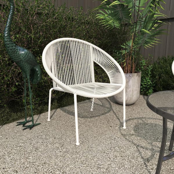 Litton Lane White Metal Contemporary Outdoor Chair