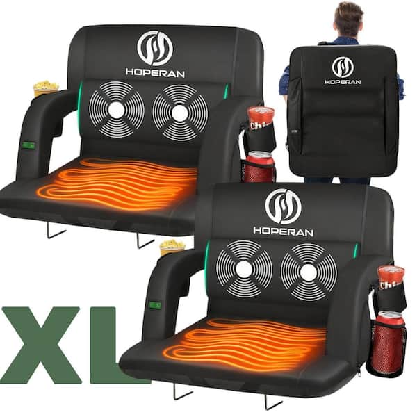 Heated Stadium Seat with 3-Level Heat, 6-Level Back Massage, Thick Padded Cushion for Outdoor Sports