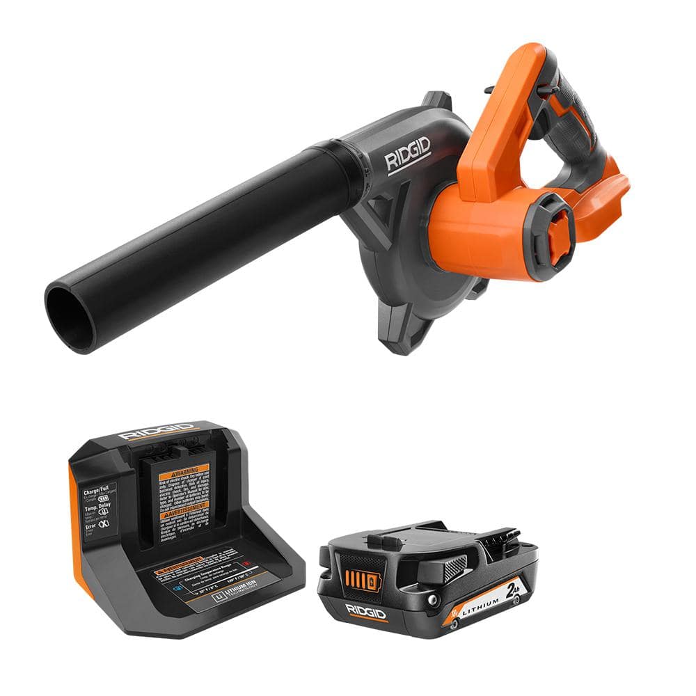Rigid 18V Cordless Compact Jobsite Blower Kit $67.97  at The Home Depot.