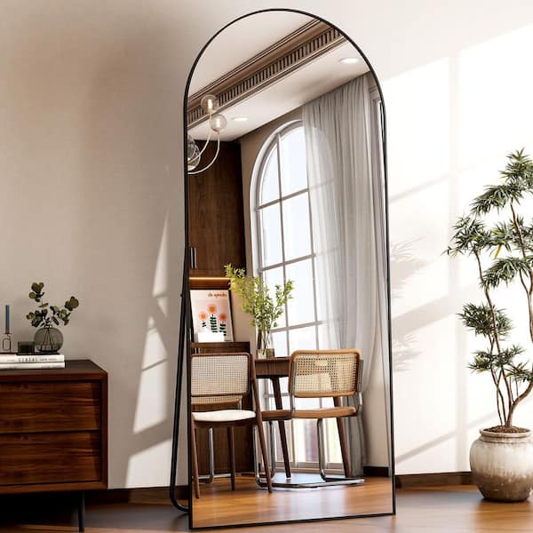 Morden Black 26 in. W x 71 in. H Arched Aluminum Alloy Frame Full Length Standing Mirror