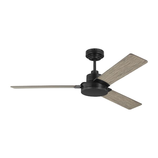 Generation Lighting Jovie 52 in. Modern Indoor/Outdoor Aged Pewter Ceiling Fan with Light Grey Weathered Oak Blades and Wall Control