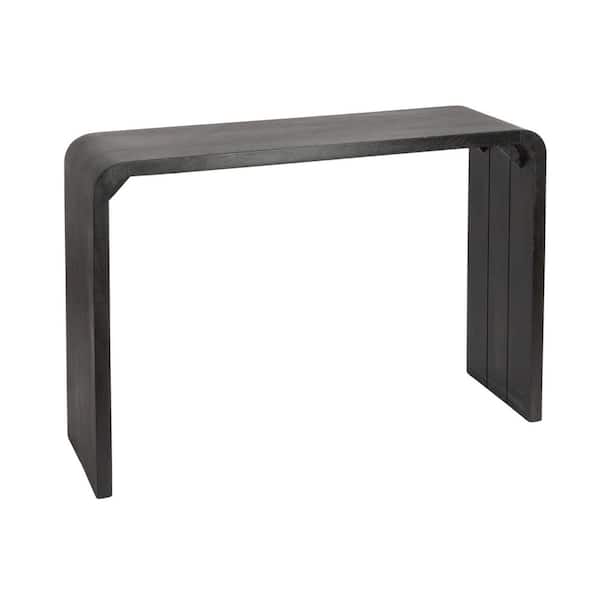 Storied Home 45 in. Black Rectangle Mango Wood Waterfall Console Table
