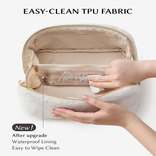 Numhew Travel Makeup Bag in BJ-Beige, Large Capacity Cosmetic Bag, Waterproof PU Leather, Flat Open Portable Toiletry Bag Numhew Travel Makeup Bag in BJ-Beige, Large Capacity Cosmetic Bag, Waterproof PU Leather, Flat Open Portable Toiletry Bag