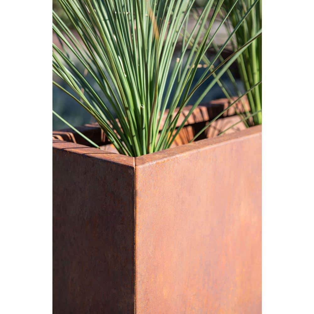 Rustic Corten Steel Tall Rectangular Planter