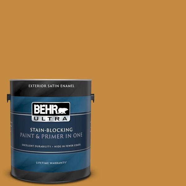 BEHR ULTRA 1 gal. #UL150-1 Golden Leaf Satin Enamel Exterior Paint and Primer in One