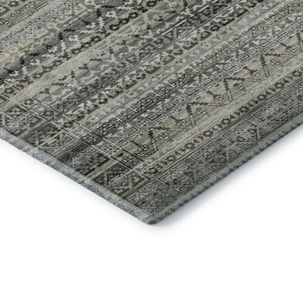 Mayfield Premium Machine Washable Abstract AMF2101 Pewter 5 ft. x 7 ft. 6 in. Area Rug