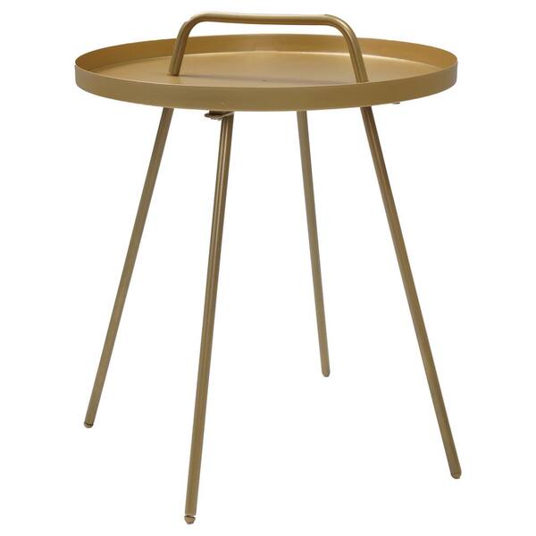 Wildaven Small Yellow Side Table, Metal Round Side Table with Handle