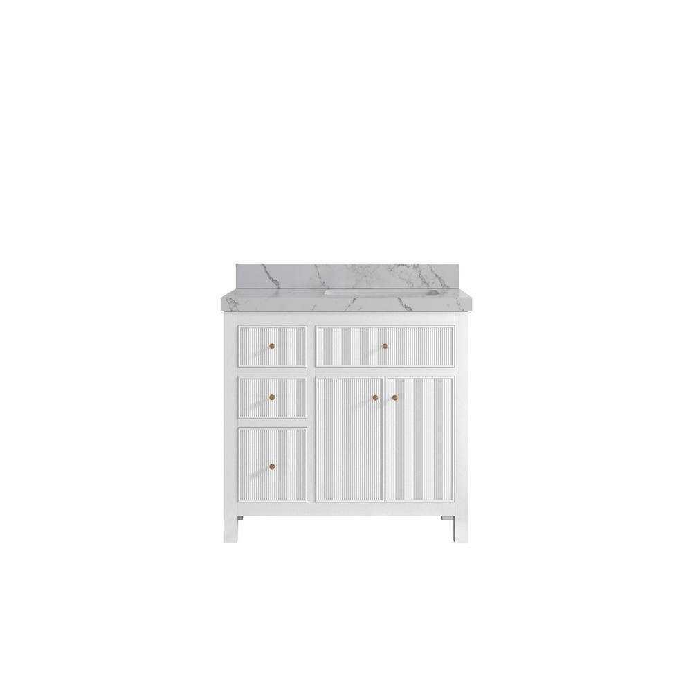 Sonoma 36 in. W x 22 in. D x 36 in. H Right Sink Bath Vanity in White with 2 in. Venatino qt. Top price history on PriceWatchPro