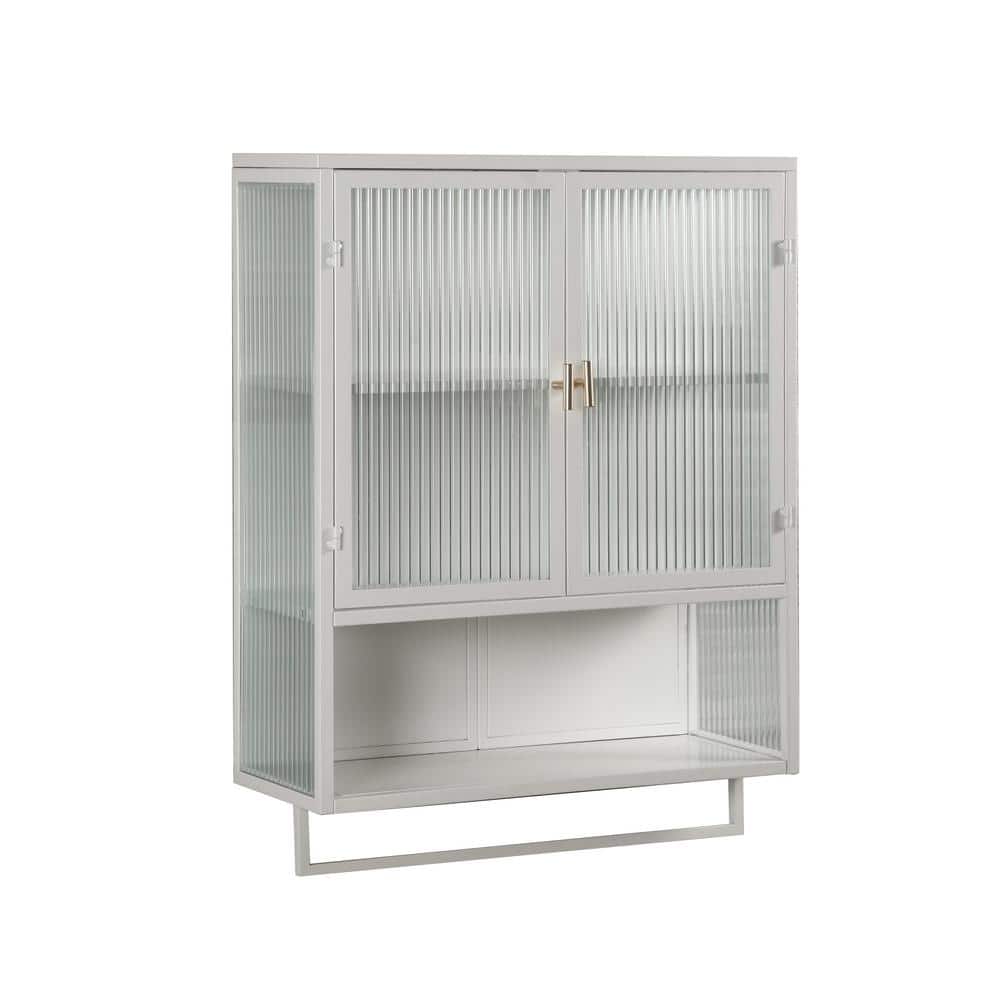 23.6 in. W x 9 in. D x 30.7 in. H 2-tier Bathroom Storage Wall Cabinet in W