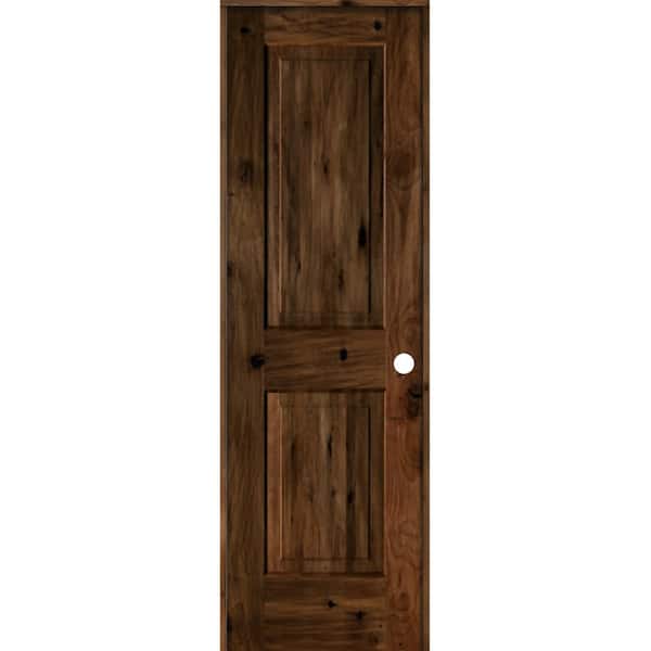 Krosswood Doors 24 in. x 80 in. Rustic Knotty Alder Wood 2-Panel Left-Hand/Inswing Provincial Stain Single Prehung Interior Door