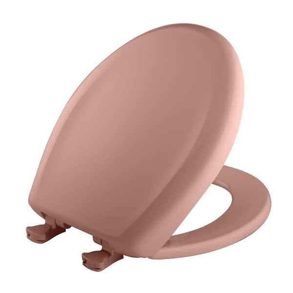 BEMIS Soft Close Round Plastic Closed Front Toilet Seat in Wild Rose Removes for Easy Cleaning and Never Loosens