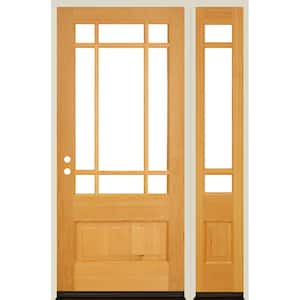 50 in. x 80 in. Contemporary RH 3/4 Lite Clear Glass Clear Stain Douglas Fir Prehung Front Door with RSL
