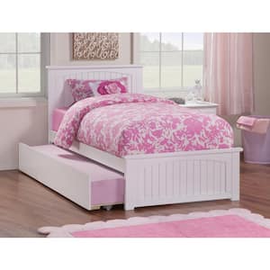 Nantucket White Twin Platform Bed with Matching Foot Board and Twin Size Urban Trundle Bed
