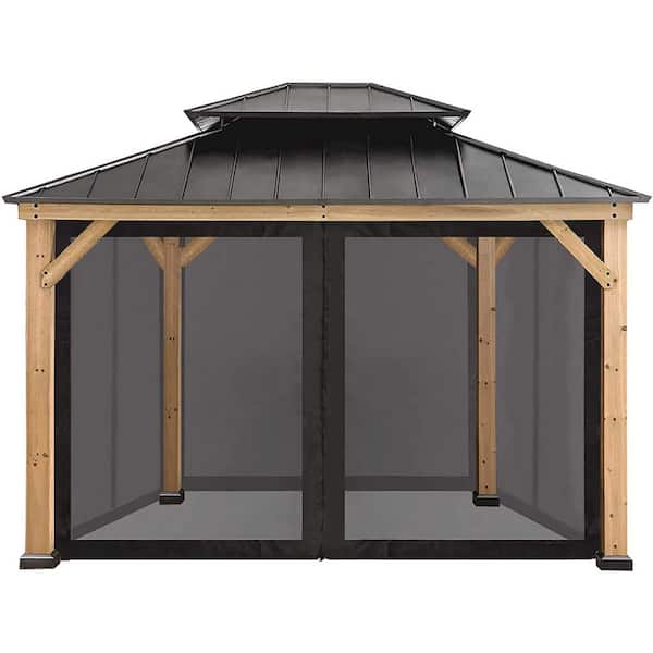 Terracemaster 10 ft. x 10 ft. Polyester Fabric Replacement Mosquito Netting Screen Black