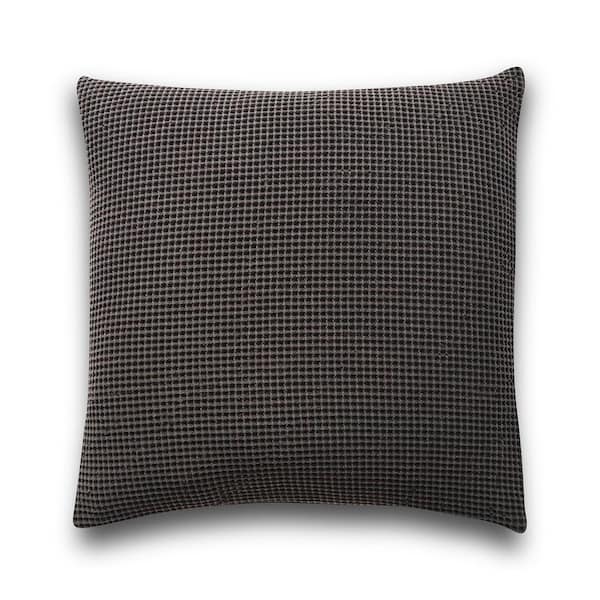 NADAAL STUDIOS Liora Pillow, 100% Cotton Cover, 100% Feather Insert, Black Peppercorn