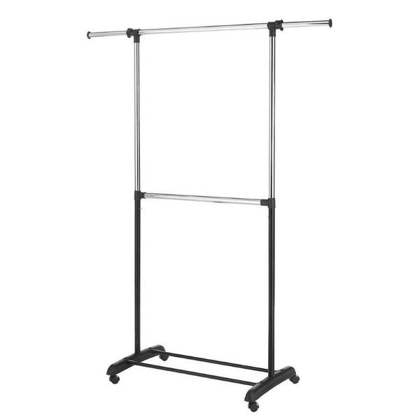 Home Decorators Collection Adjustable 2-Rod Garment Rack in Chrome